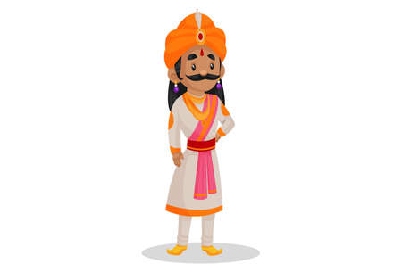 Vector graphic illustration. Samrat Ashok is standing with his hand on his waist. Individually on a white background.のイラスト素材