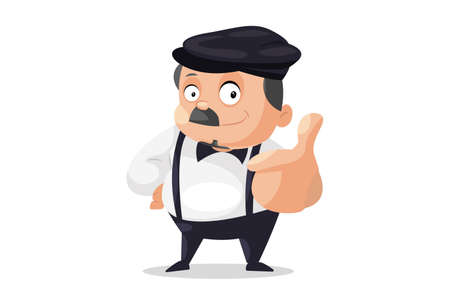 Principal is showing thumbs up. Vector graphic illustration. Individually on a white background.のイラスト素材