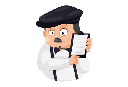 Principal is showing a paper on clipboard. Vector graphic illustration. Individually on white background.のイラスト素材