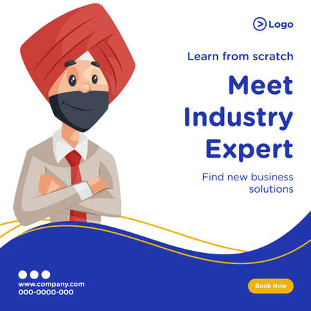 Meet industry expert and find new business solutions banner design. Vector graphic illustration.のイラスト素材