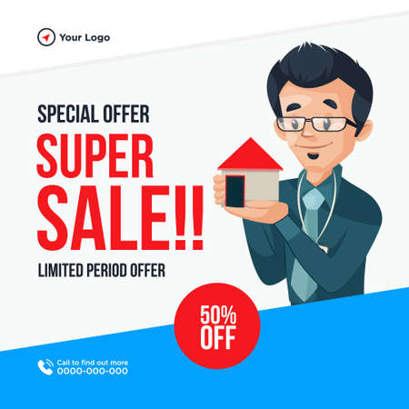 Real estate special offer super sale banner design. Vector graphic illustration.のイラスト素材