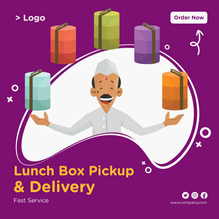 Lunch box pickup and delivery banner design. Vector graphic illustration.のイラスト素材