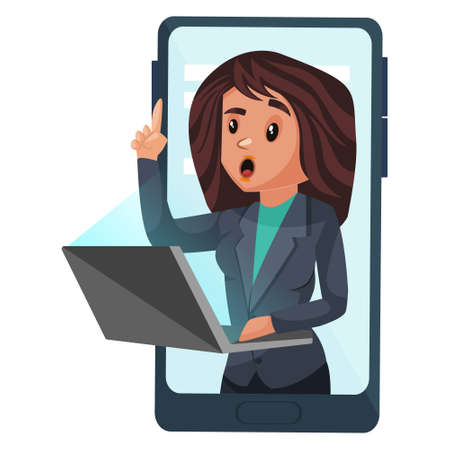 Hr manager is working on laptop. Vector graphic illustration. Individually on white background.のイラスト素材