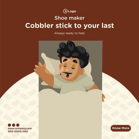 Banner design of shoes maker cobbler cartoon style template. Vector graphic illustration.のイラスト素材