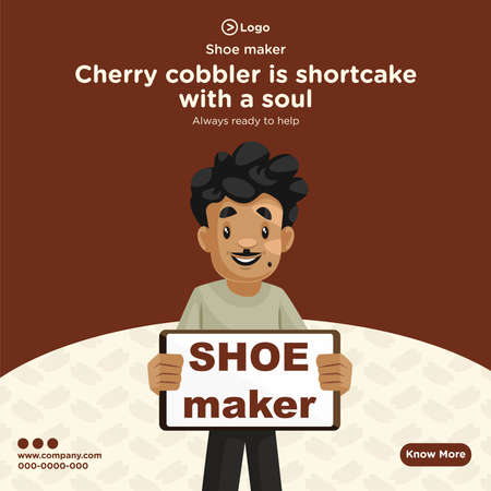 Banner design of shoes maker cobbler cartoon style template. Vector graphic illustration.のイラスト素材