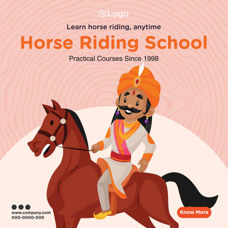 Banner design of horse riding school template. Vector graphic illustration.のイラスト素材