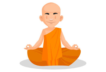 Indian urban monk is doing meditation. Vector graphic illustration. Individually on a white background.のイラスト素材
