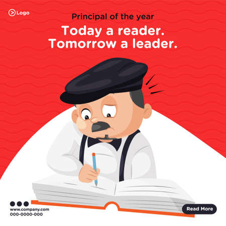 Banner design of principal of the year cartoon style template. Vector graphic illustration.のイラスト素材