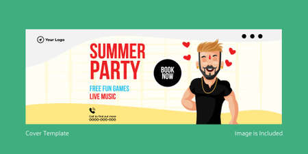 Summer party free fun games cover page design. Vector graphic illustration.のイラスト素材