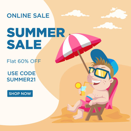 Online sale summer sale banner design. Vector graphic illustration.のイラスト素材