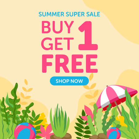 Summer super sale banner design template. Vector graphic illustration.のイラスト素材