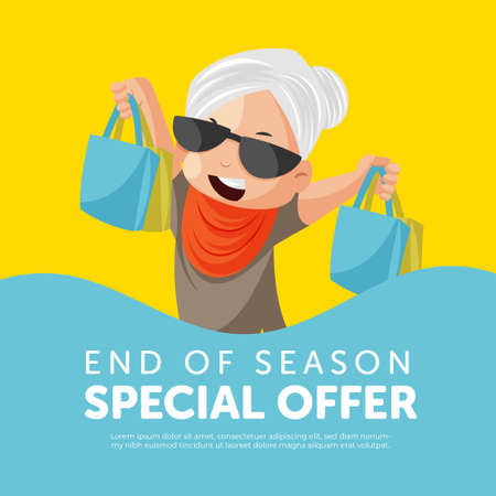 End of season special offer banner design template. Vector graphic illustration.のイラスト素材