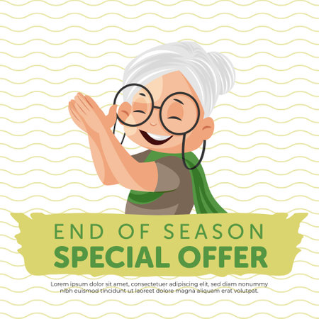 End of season offer banner design template. Vector graphic illustration.のイラスト素材