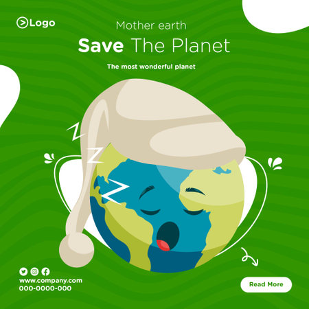 Mother earth save the planet banner design. Vector graphic illustration.のイラスト素材
