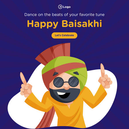 Celebrate dance on the beats of your favorite tune happy Baisakhi banner design. Vector graphic illustration.のイラスト素材