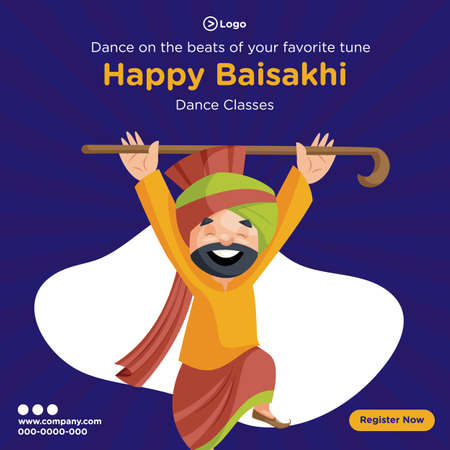 Dance on the beats of your favorite tune happy Baisakhi banner design. Vector graphic illustration.のイラスト素材