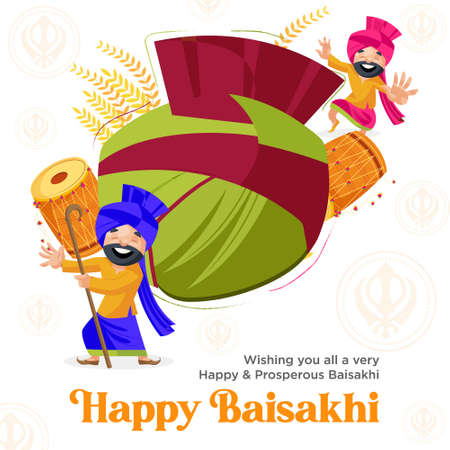 Happy and prosperous Baisakhi banner design template. Vector graphic illustration.のイラスト素材