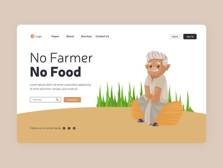 No farmer no food landing page design template.のイラスト素材
