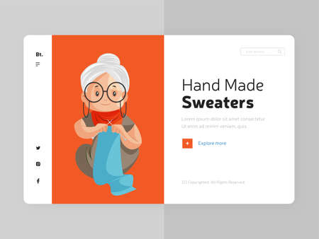 Hand made sweaters landing page design.のイラスト素材