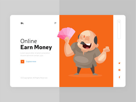 Online earn money landing page design template.のイラスト素材