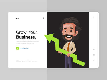 Grow your business with landing page design templateのイラスト素材