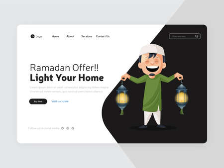 Light your home on Ramadan offer with Landing page design.のイラスト素材