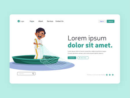 Landing page social media design template.のイラスト素材