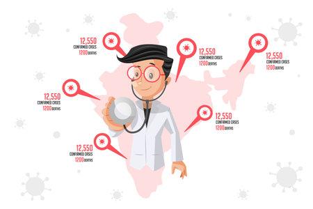 Banner design of doctor with stethoscope. Vector graphic illustration.のイラスト素材