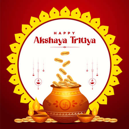 Banner design of happy akshaya tritiya festival template. Vector graphic illustration.のイラスト素材