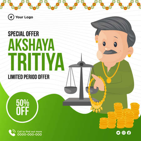 Special offer on Akshaya Tritiya festival template banner design. Vector graphic illustration.のイラスト素材