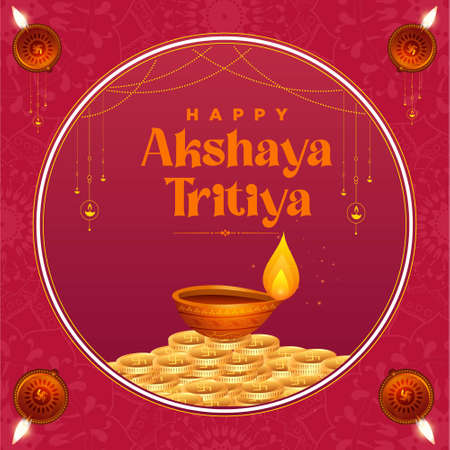 Indian religious festival happy Akshaya Tritiya template design. Vector graphic illustration.のイラスト素材