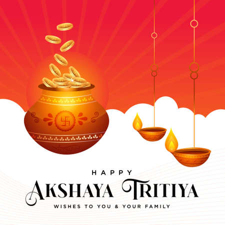Banner design of happy Akshaya Tritiya hindu festival template. Vector graphic illustration.のイラスト素材