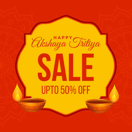 Banner design of happy Akshaya Tritiya festival sale template. Vector graphic illustration.のイラスト素材