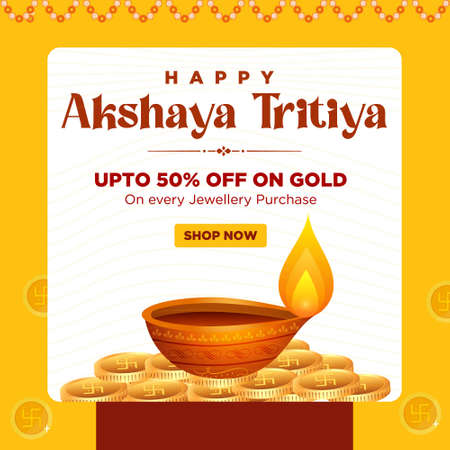 Creative banner design of happy Akshaya Tritiya. Vector graphic illustration.のイラスト素材