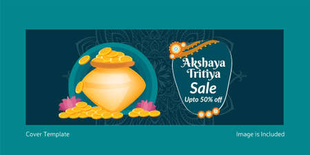 Happy akshaya tritiya sale cover page. Vector graphic illustration.のイラスト素材