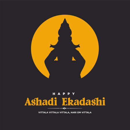 Ashadi Ekadashi festival of Lord Vitthal from Pandharpur Maharashtra India, Happy Ashadi Ekadashi banner.のイラスト素材