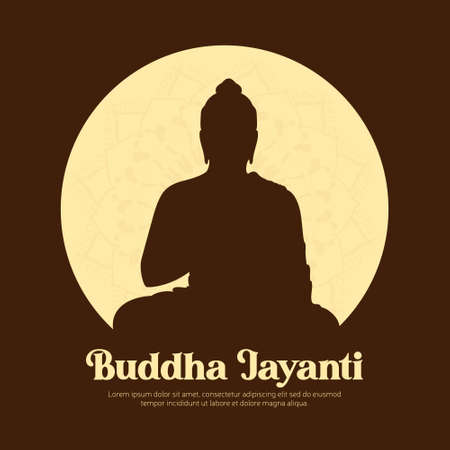Banner design of happy buddha jayanti cartoon style template. Vector graphic illustration.のイラスト素材