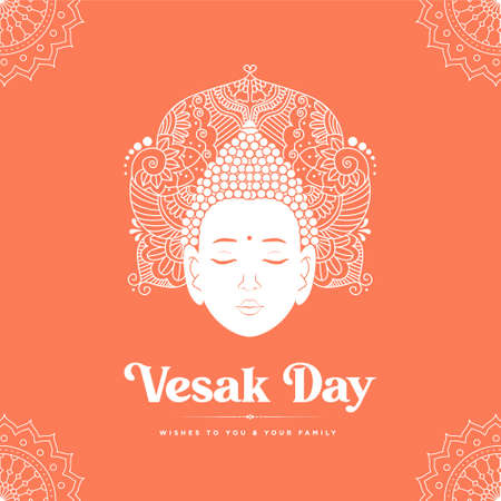 Banner design of vesak day cartoon style template. Vector graphic illustration.のイラスト素材