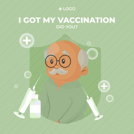 Banner design of I got my vaccination. Vector graphic illustration.のイラスト素材
