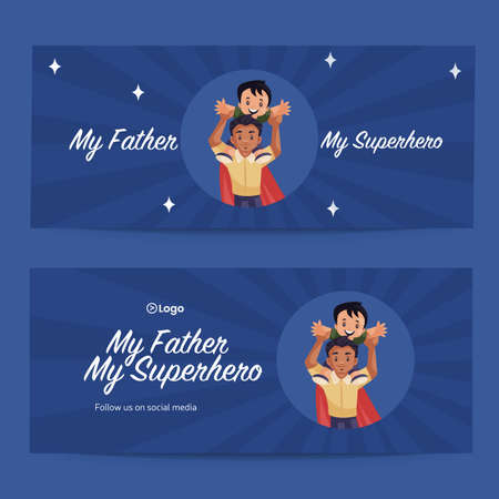 Happy father's day cartoon style banner design templateのイラスト素材