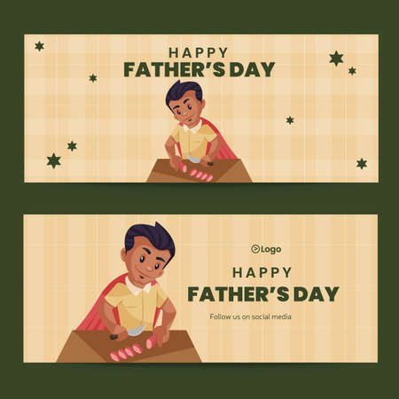 Happy father's day cartoon style banner design templateのイラスト素材