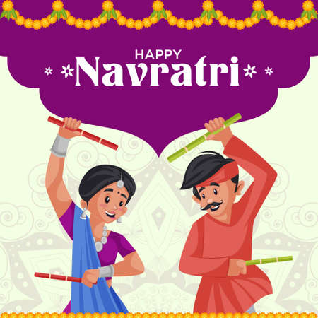Banner design of happy Navratri Indian festival template.のイラスト素材