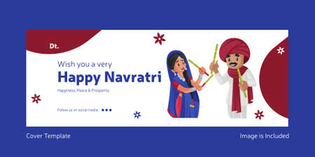 Indian festival Happy Navratri cover page design template.のイラスト素材