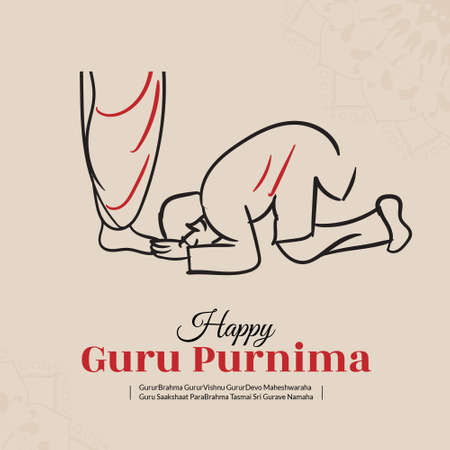Creative illustration of happy guru Purnima banner design.のイラスト素材