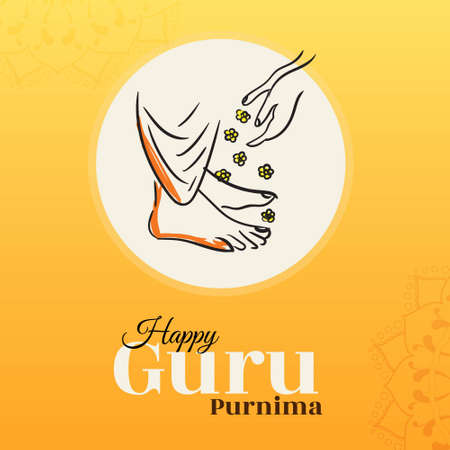 Creative illustration of happy guru Purnima banner design.のイラスト素材