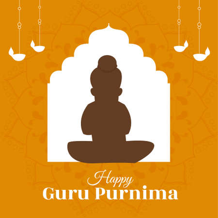 Creative illustration of happy guru Purnima banner design.のイラスト素材