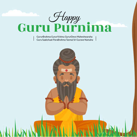 Creative, modern, flat vector illustration of honoring celebration of happy guru Purnima.のイラスト素材