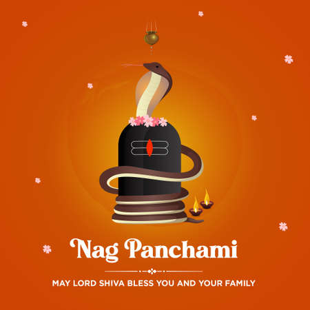 Banner design of hindu festival happy nag panchami template.のイラスト素材