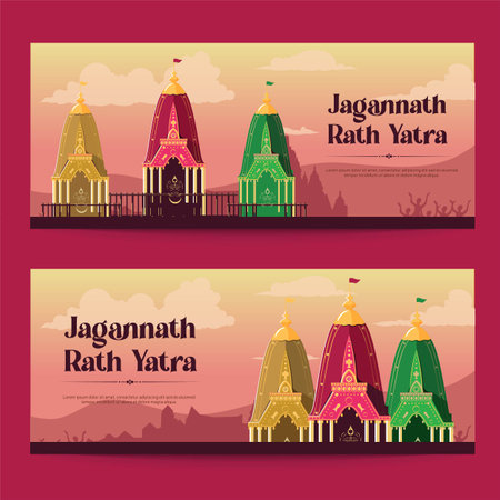 Jagannath rath yatra Indian festival banner design.のイラスト素材