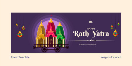 Happy rath yatra cover page template.のイラスト素材